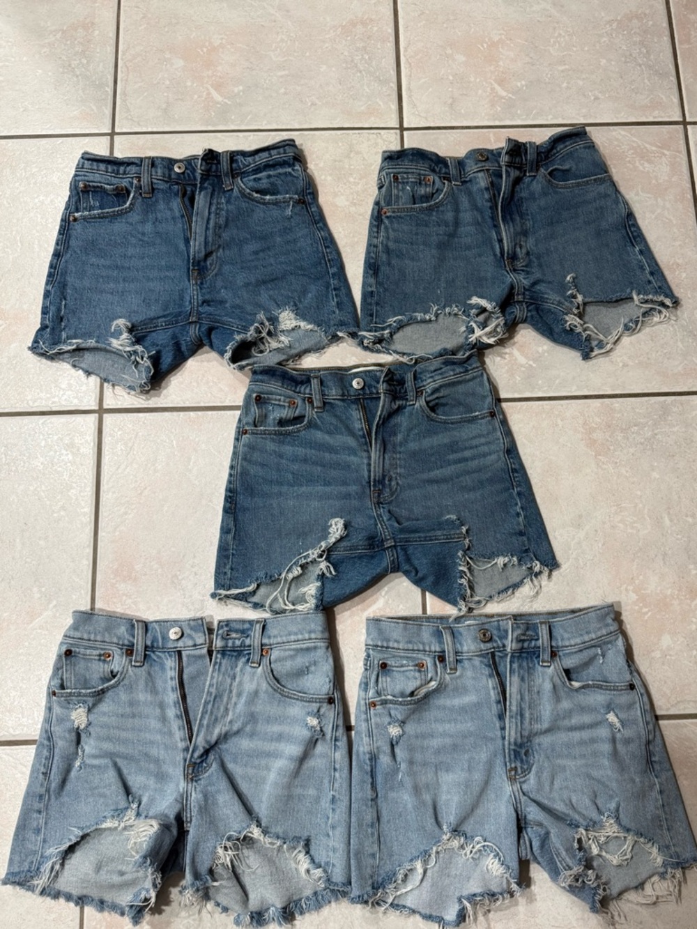 Abercrombie & Fitch Distressed Blue Denim Jean Shorts (Lot of 5)